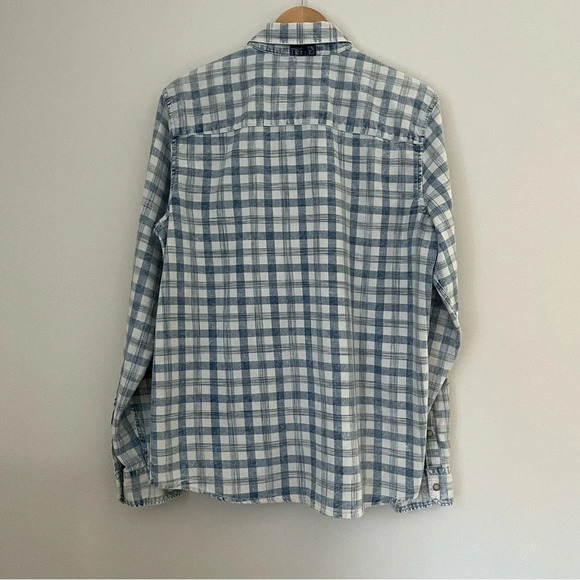 Buffalo David Bitton Shirt Large Blue Plaid Button Down Western Pearl Snaps - Picture 3 of 12